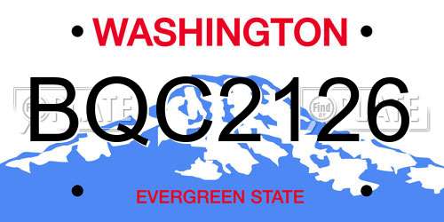 BQC2126 Washington License Plate