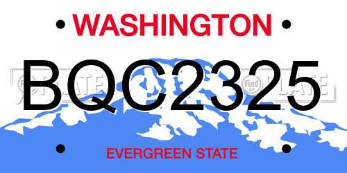 BQC2325 Washington License Plate