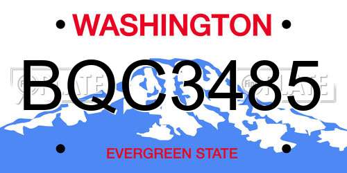 BQC3485 Washington License Plate