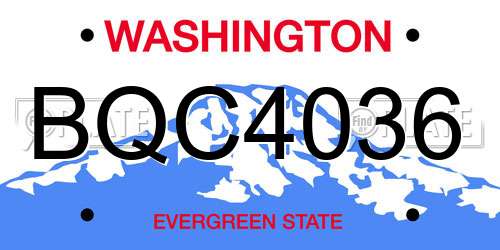 BQC4036 Washington License Plate