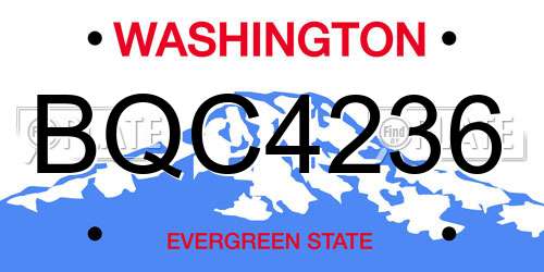 BQC4236 Washington License Plate