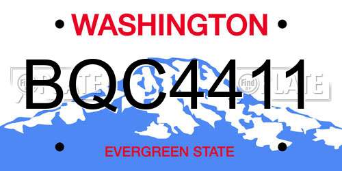 BQC4411 Washington License Plate