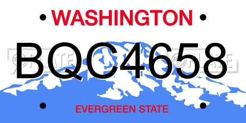 BQC4658 Washington License Plate