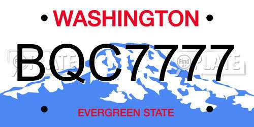 BQC7777 Washington License Plate