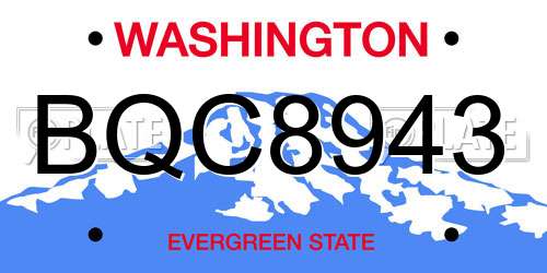 BQC8943 Washington License Plate