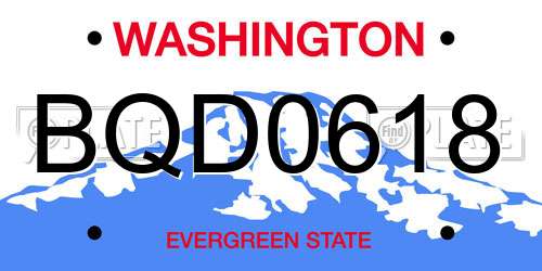 BQD0618 Washington License Plate