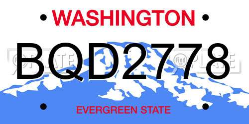 BQD2778 Washington License Plate