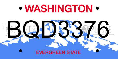 BQD3376 Washington License Plate