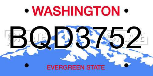 BQD3752 Washington License Plate