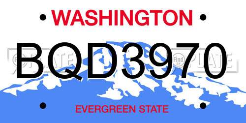 BQD3970 Washington License Plate