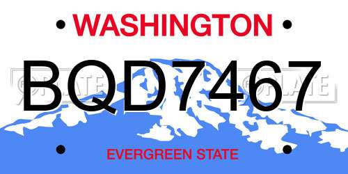 BQD7467 Washington License Plate