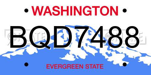 BQD7488 Washington License Plate