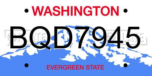 BQD7945 Washington License Plate