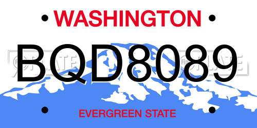 BQD8089 Washington License Plate