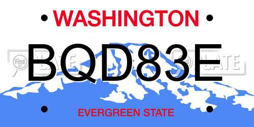 BQD83E Washington License Plate