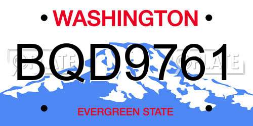 BQD9761 Washington License Plate
