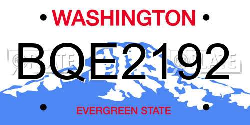 BQE2192 Washington License Plate
