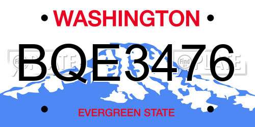 BQE3476 Washington License Plate