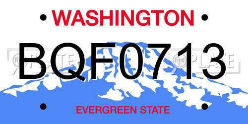 BQF0713 Washington License Plate