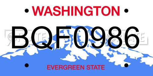 BQF0986 Washington License Plate