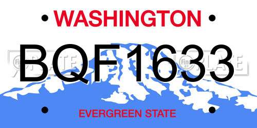 BQF1633 Washington License Plate