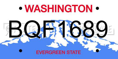 BQF1689 Washington License Plate