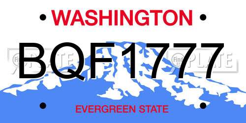 BQF1777 Washington License Plate
