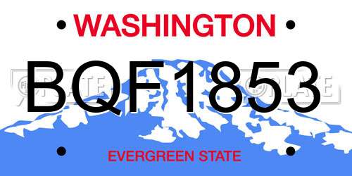 BQF1853 Washington License Plate