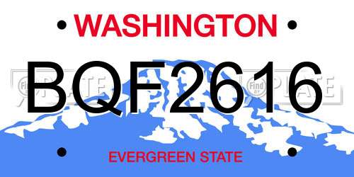 BQF2616 Washington License Plate