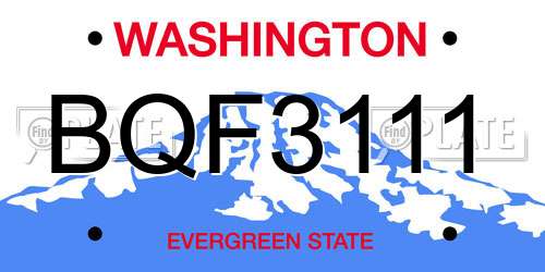 BQF3111 Washington License Plate