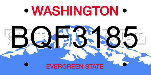 BQF3185 Washington License Plate