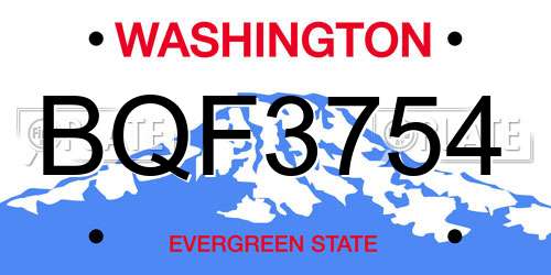 BQF3754 Washington License Plate