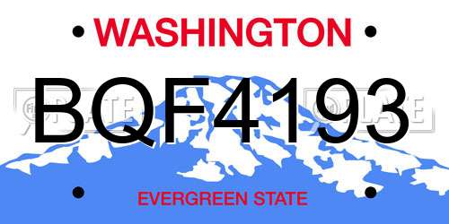 BQF4193 Washington License Plate