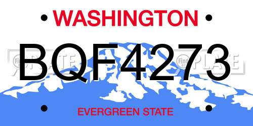 BQF4273 Washington License Plate