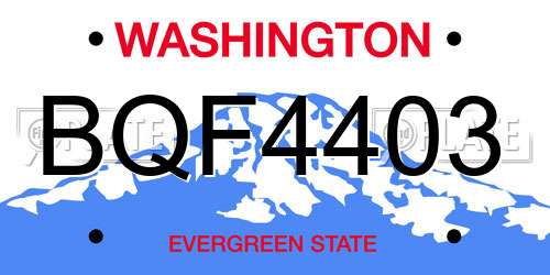 BQF4403 Washington License Plate