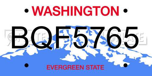 BQF5765 Washington License Plate