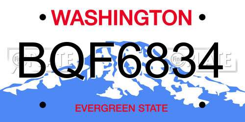 BQF6834 Washington License Plate