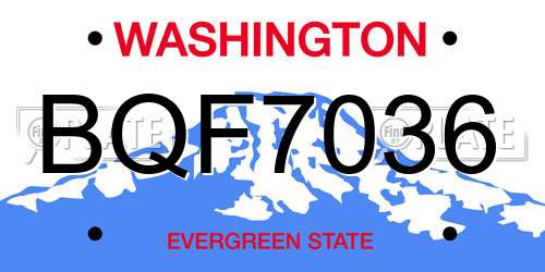 BQF7036 Washington License Plate