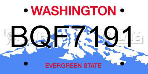 BQF7191 Washington License Plate