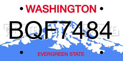 BQF7484 Washington License Plate