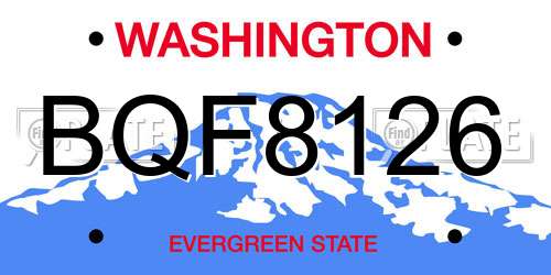 BQF8126 Washington License Plate