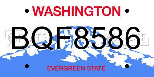 BQF8586 Washington License Plate