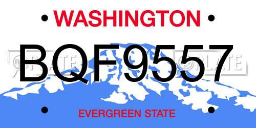 BQF9557 Washington License Plate