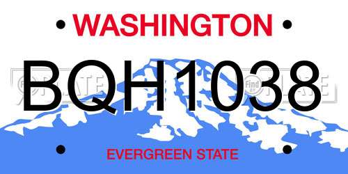 BQH1038 Washington License Plate