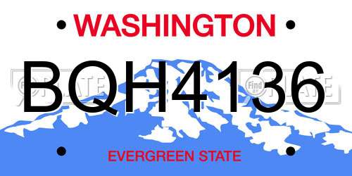 BQH4136 Washington License Plate