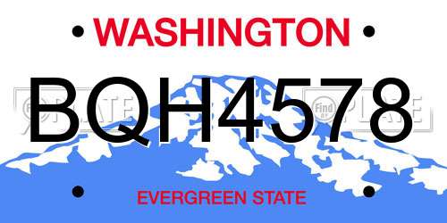 BQH4578 Washington License Plate