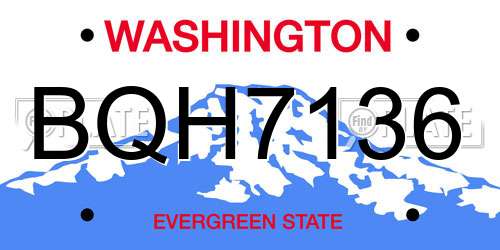 BQH7136 Washington License Plate