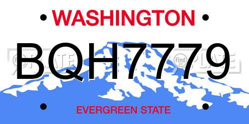 BQH7779 Washington License Plate