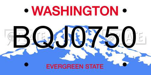 BQJ0750 Washington License Plate