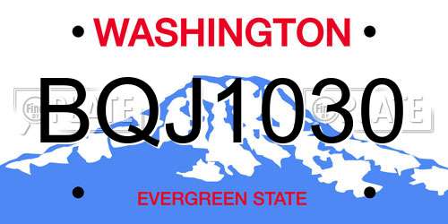 BQJ1030 Washington License Plate